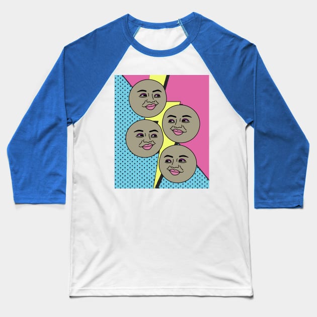 Luminous Moon Half Moon Face Baseball T-Shirt by flofin